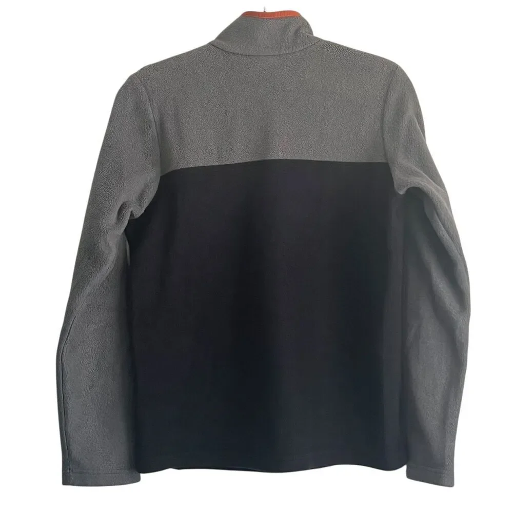Columbia Boy's Fleece Pullover Snap Neck Color Block Gray Black Orange XL(18-20)